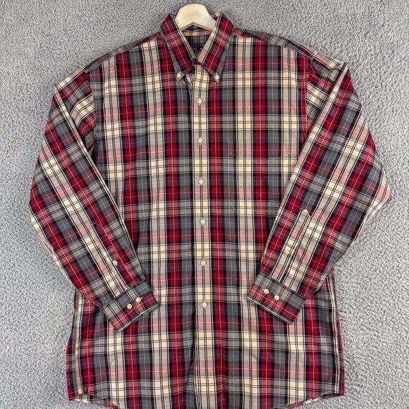 Jos A Bank Shirt Men Medium Red Plaid Traveler Business Casual Preppy‎ Outdoor. - Picture 2 of 12